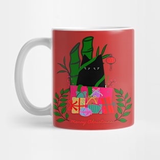 Christmas Black Kitty Mug